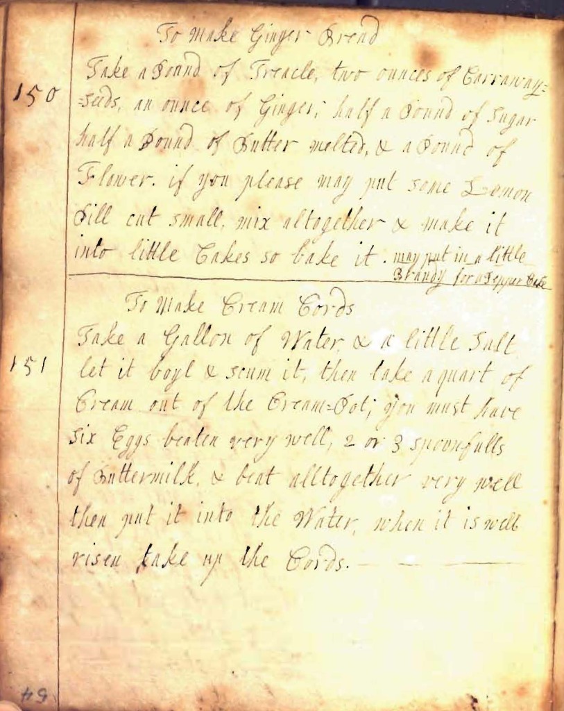 "Recipe book England 18th century. In two unidentified hands." Credit: New York Academy of Medicine